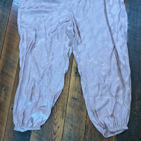 Anthropologie Blush Pink Satin Laurentia Jacquard Button Front Jumpsuit  Small - Picture 4 of 12